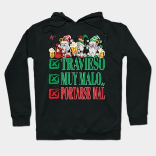 Travieso Muy Malo Portarse Mal Lista de Papá Noel Gnomos Xmas Christmas Santa Claus Gnomes Hoodie